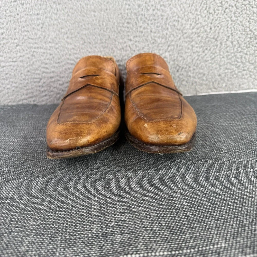 Silvano Sassetti Penny Loafers Mens 11.5 Tan Leather Goodyear Welt Italy 7595